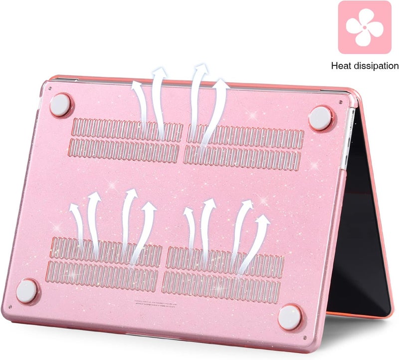 Eoocoo Case Compatible with MacBook Air 13 inch 2026 2025-2022 Release M4 M3 M2 A3240 A3113 A2681, Glitter Hard Shell&Keyboard Skin Cover&Screen Protector for Mac Air 13.6 inch Case, Sparkly Pink - Image 4